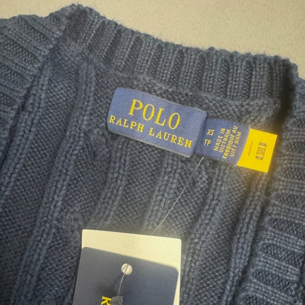 Polo Ralph Lauren Cable-Knit Cotton V-Neck Sweater - Picture 3 of 6